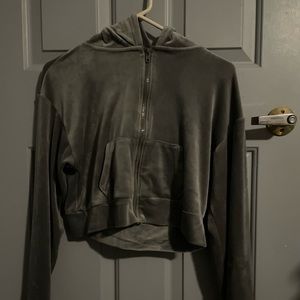 cropped velour zip up
